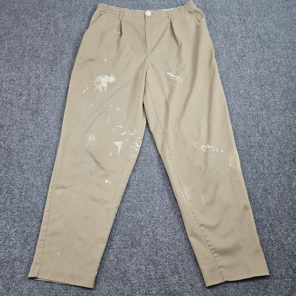 Vintage Levis Pleated Chino Pants Size 14 Khaki Paint‎ Splatter 90s Art Student